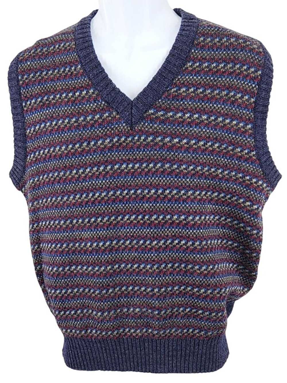 Men's Vintage The Fox Collection Wool Blend Sweater Vest Large Gray Design V-Nec